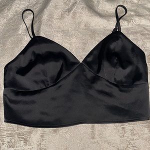 Black silk crop top